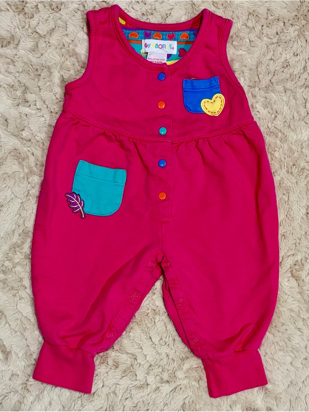 Newborn 1994 Vintage Gymboree Tulip Garden color-block romper